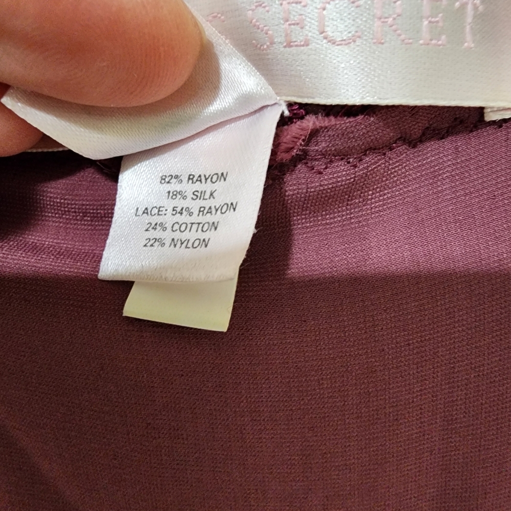 Victoria's Secret Silk Blend Velvet & Lace Duster Robe Burgundy Luxury size Med - Picture 7 of 11